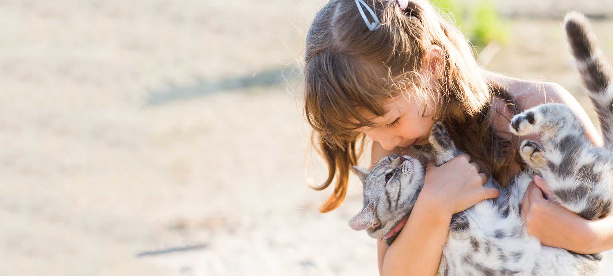 Mädchen mit Katze am Bauernhof © shutterstock.com